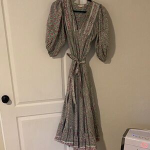 Marea Blockprint Green Maxi Dress